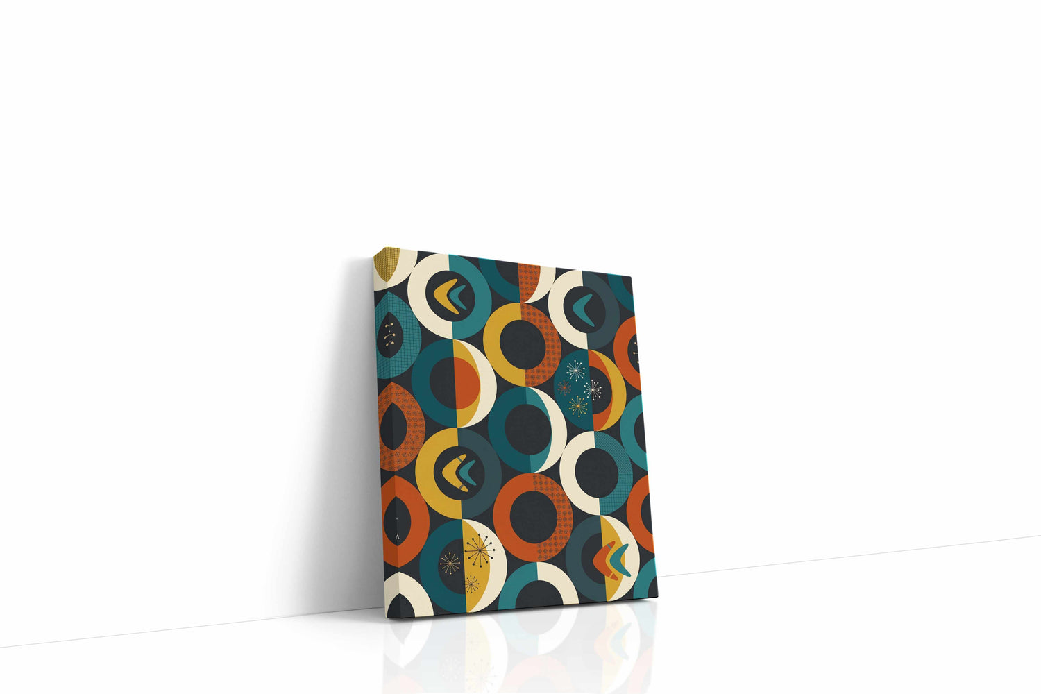 Atomic Eclipse Reverie geometric canvas wall art gallery-wrapped portrait canvas studio shot