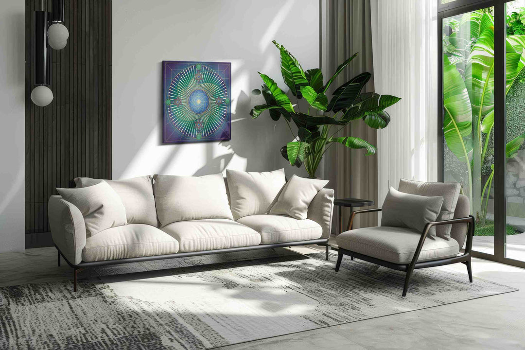 Celestial Lotus Harmonic - Geometric Wall Art, Abstract Canvas Print, Modern Decor