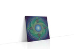 Celestial Lotus Harmonic geometric canvas wall art displayed above a sofa in a modern living room