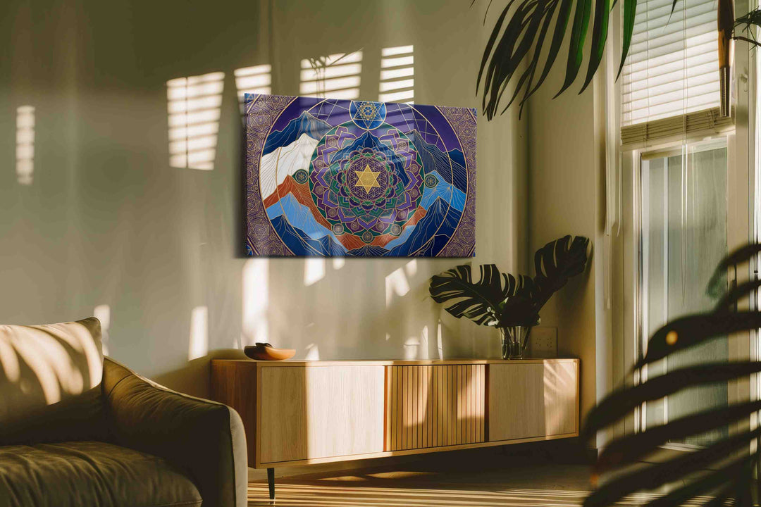 Celestial Mandala of the Peaks - Geometric Wall Art, Abstract Canvas Print, Modern Decor