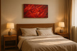 Emberstorm Sonata geometric canvas wall art displayed above a bed in a styled bedroom scene