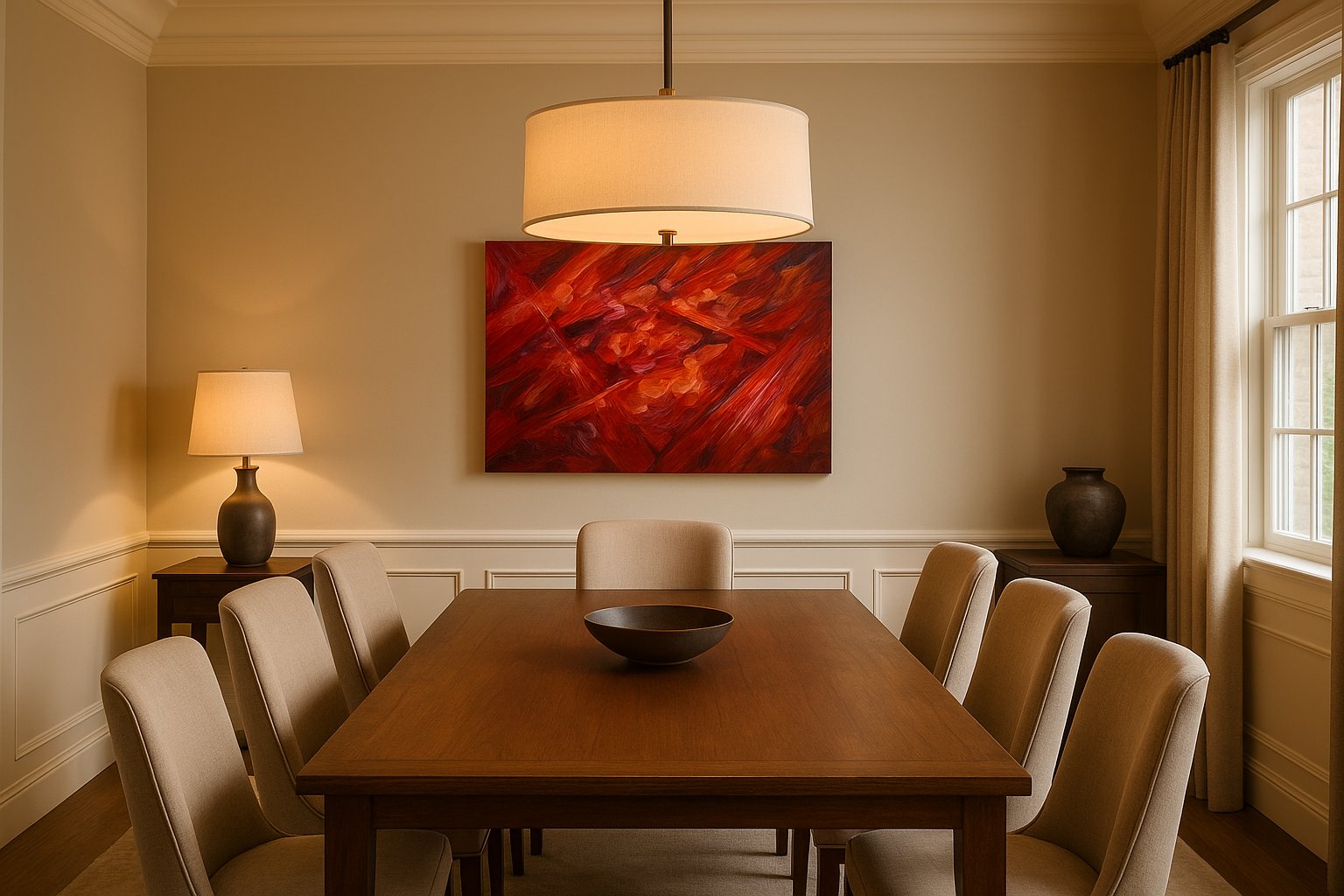 Emberstorm Sonata geometric canvas wall art shown hanging in a sleek modern interior