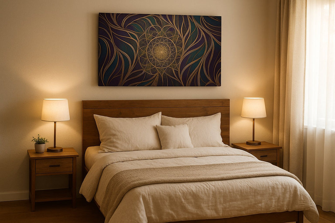 Midnight Bloom Mandala - Geometric Wall Art, Abstract Canvas Print, Modern Decor