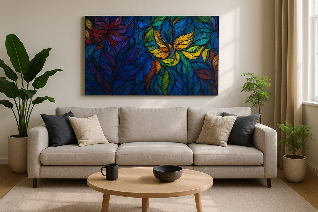 Prismatic Garden Reverie - Geometric Wall Art, Abstract Canvas Print, Modern Decor