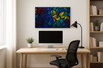 Prismatic Garden Reverie geometric canvas wall art shown hanging in a sleek modern interior