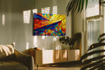 Solar Prism Rhapsody geometric canvas wall art in a contemporary interior mockup
