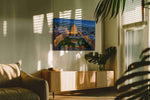 Cathedral of Celestial Quiet landmark canvas wall art shown hanging in a styled interior