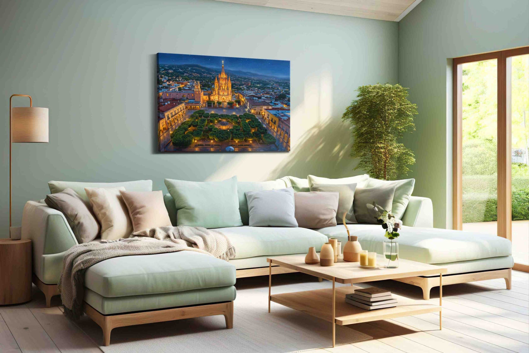 Cathedral of Celestial Quiet landmark canvas wall art shown in a wall scene