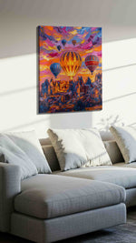 Emberlift Over Painted Peaks landmark canvas wall art styled in a living room