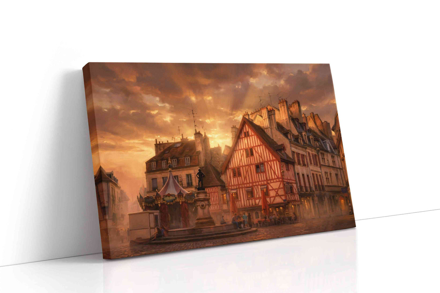 Emberlight Over Rouen Square landmark canvas wall art gallery-wrapped landscape canvas studio shot