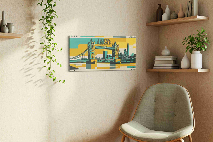 Golden Thames Sentinel landmark canvas wall art styled in a living room