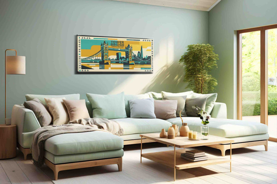 Golden Thames Sentinel landmark canvas wall art shown hanging in a styled interior