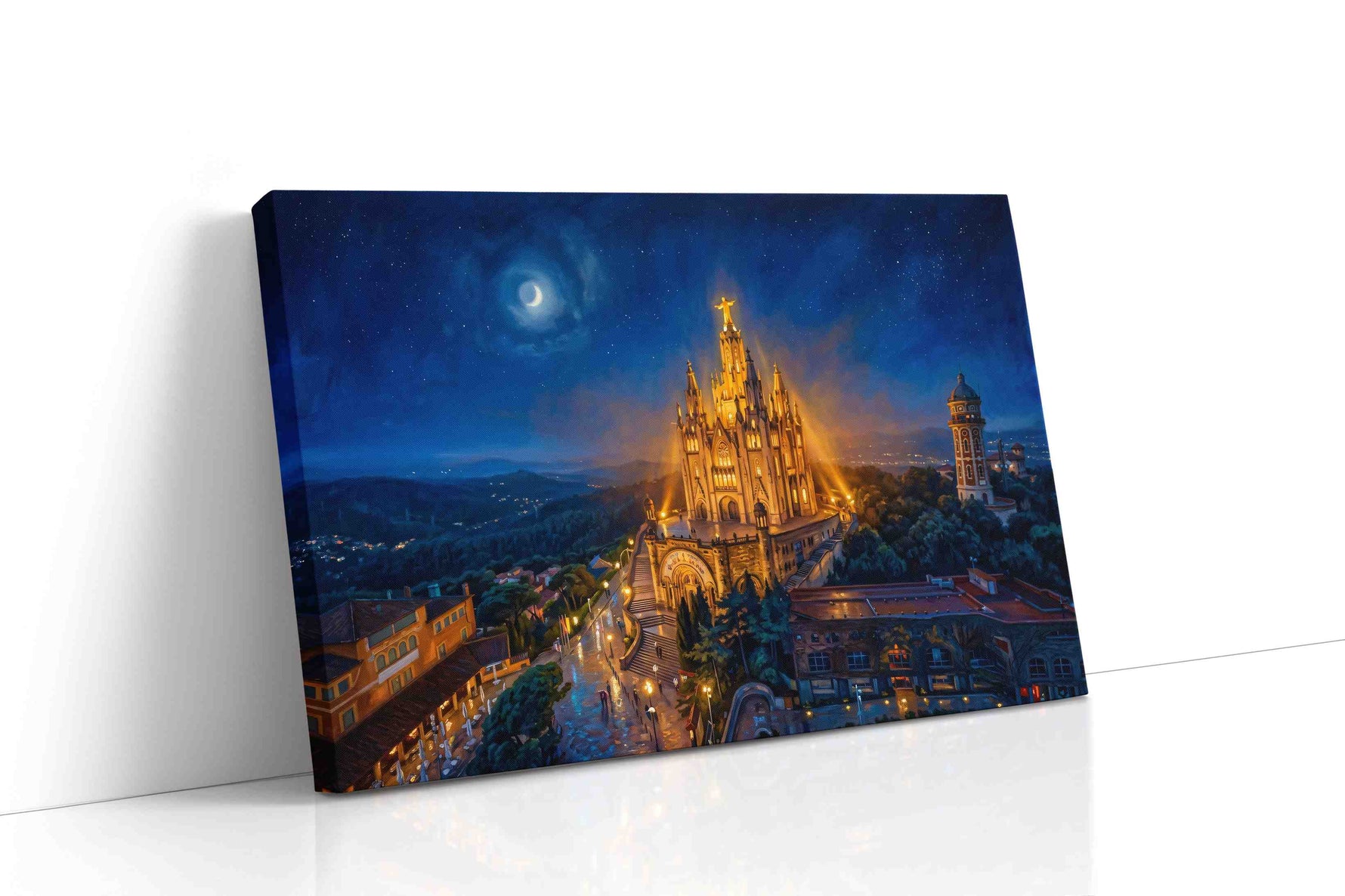 Moonlit Cathedral of Radiance landmark canvas wall art gallery-wrapped landscape canvas studio shot