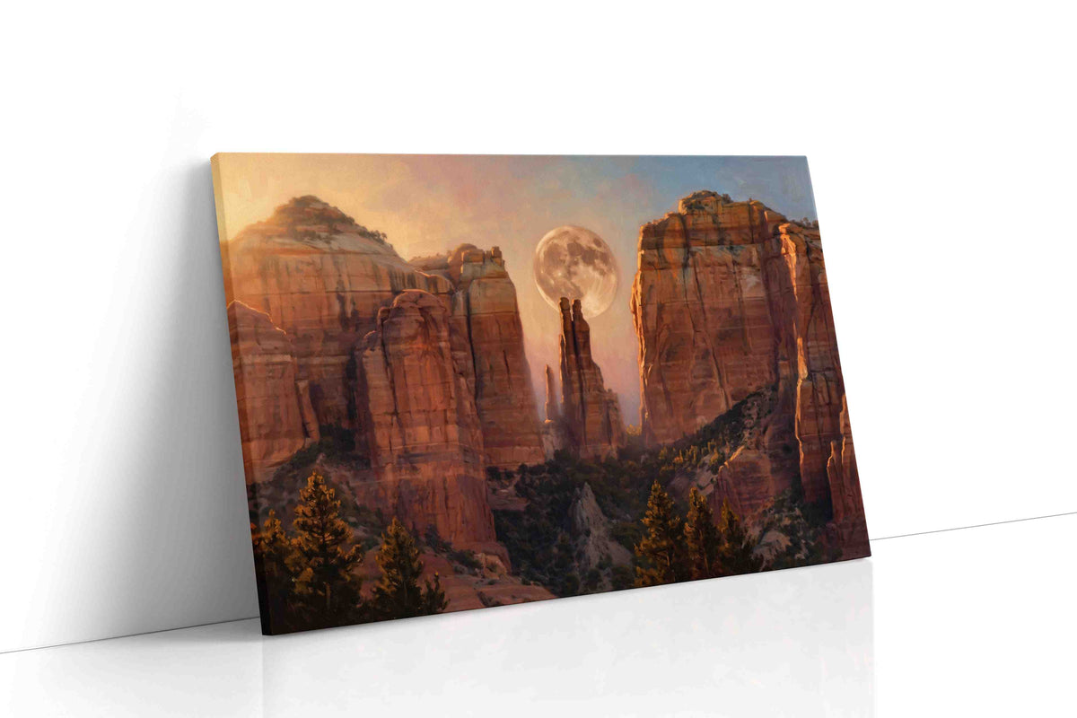 Moonrise Through Cathedral Spires landmark canvas wall art gallery-wrapped canvas studio shot