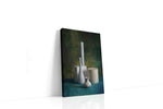 Porcelain in Mosslight canvas wall art displayed above a sofa in a modern living room
