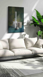 Porcelain in Mosslight canvas wall art in a modern interior mockup