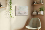 Seafoam Sanctuary canvas wall art displayed above a bed in a contemporary bedroom