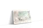 Seafoam Sanctuary canvas wall art displayed above a sofa in a modern living room