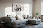 Tea Light Over Misty Peaks canvas wall art styled in a living room