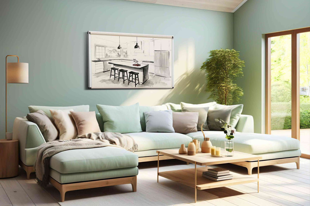 Tea Light Over Misty Peaks canvas wall art shown in a wall scene