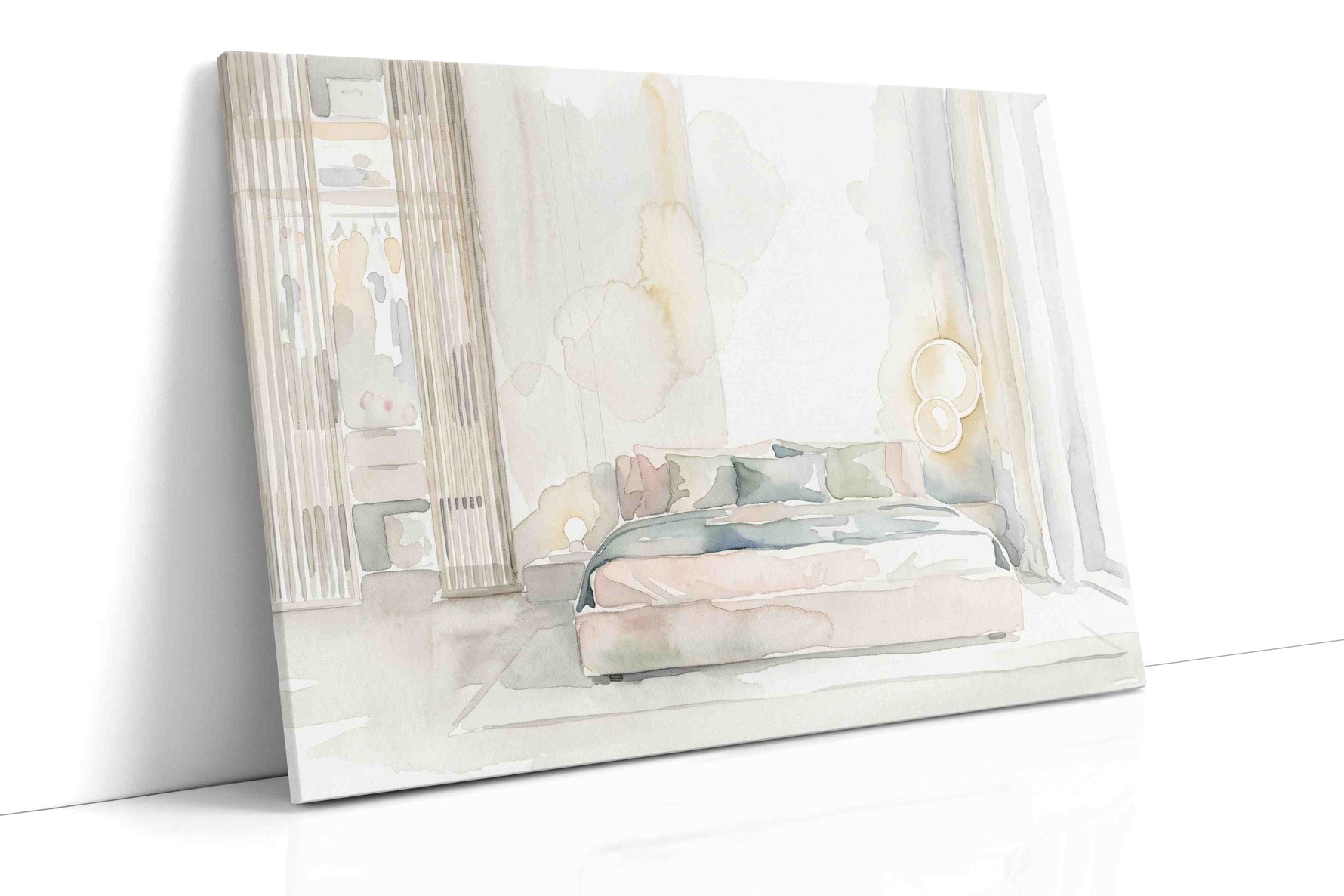 Whispered Light Bedroom canvas wall art styled in a bedroom