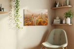 Crescent Over Golden Riyadh modern canvas wall art displayed above a sofa in a modern living room