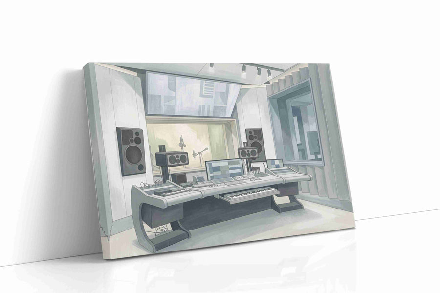 Silver Echo Chamber modern canvas wall art gallery-wrapped landscape canvas studio shot