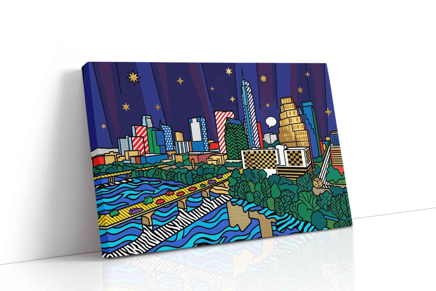 Starlit Skyline Rhapsody modern canvas wall art gallery-wrapped landscape canvas studio shot