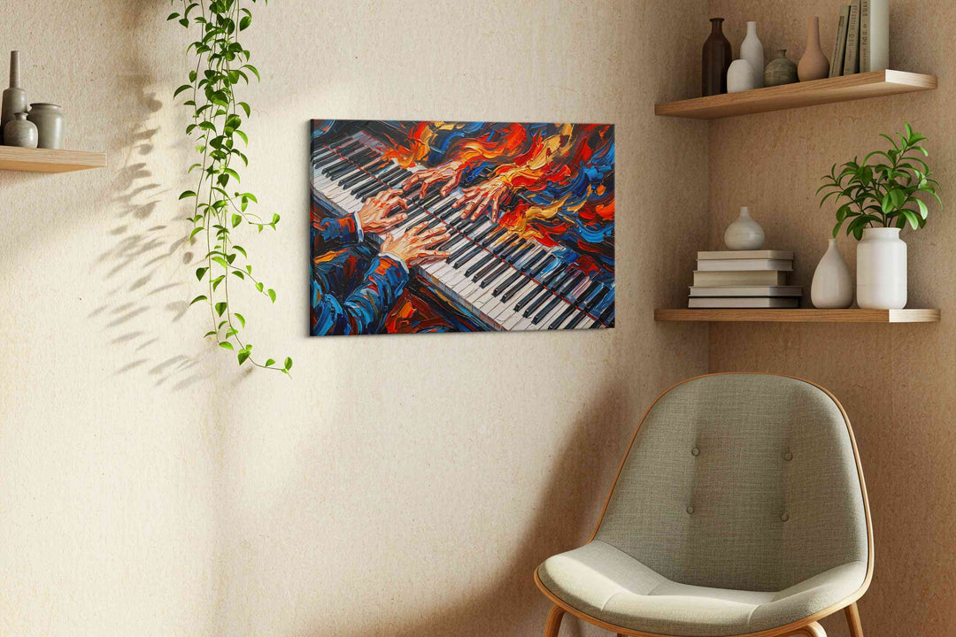 Embers on Ivory Keys - Music Wall Art, Musical Canvas Print, Music Room Decor