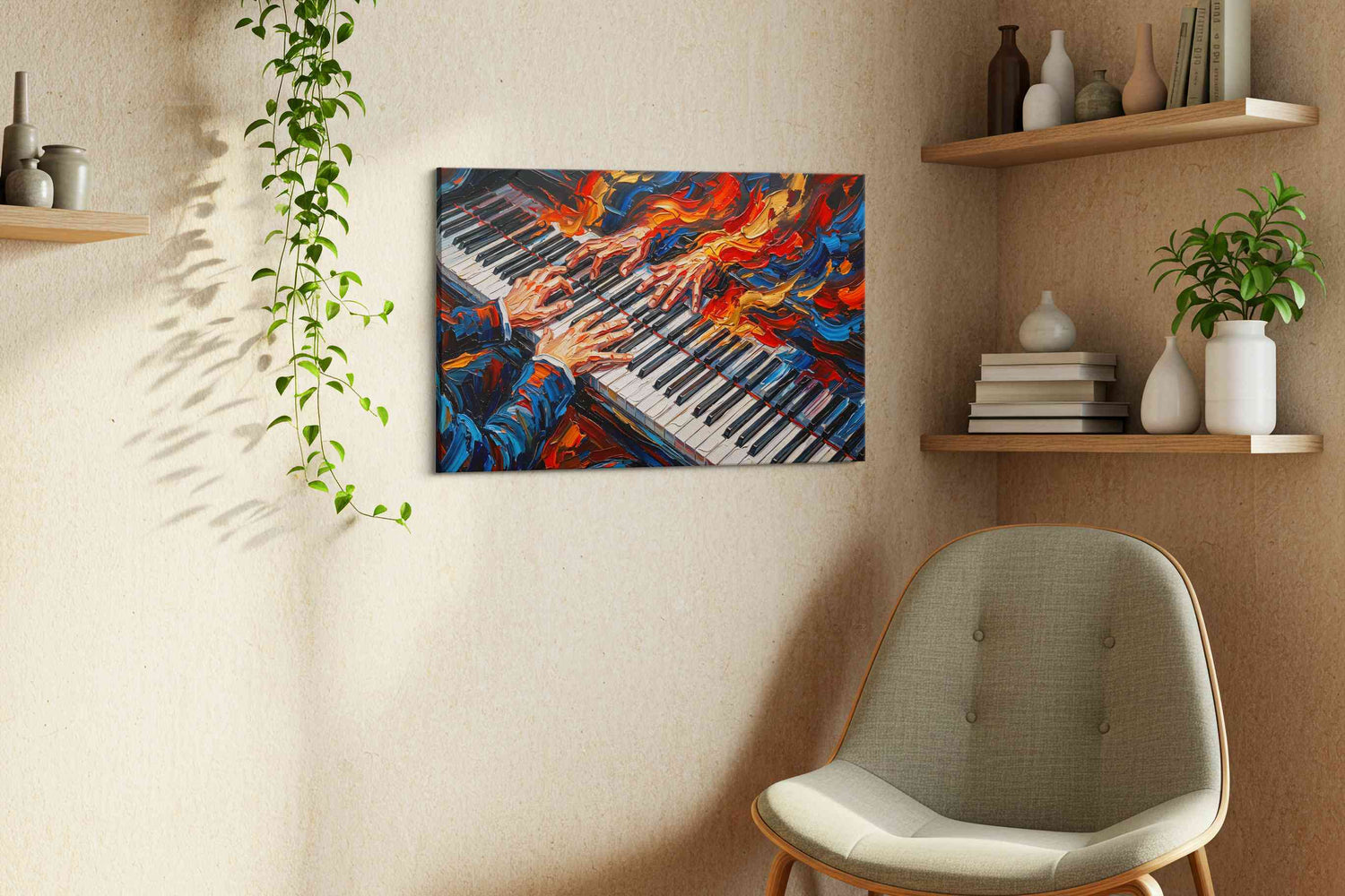 Embers on Ivory Keys - Music Wall Art, Musical Canvas Print, Music Room Decor