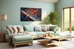 Embers on Ivory Keys music canvas wall art shown hanging in a styled interior
