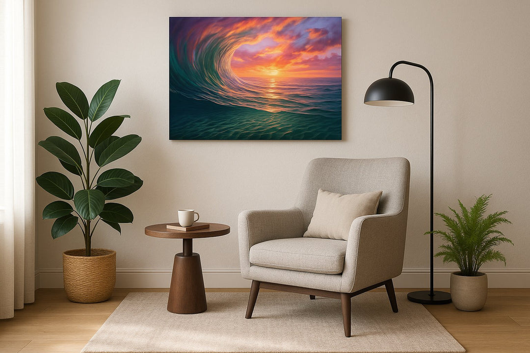 Ember Tide Reverie - Coastal Wall Art, Ocean Canvas Print, Beach House Decor