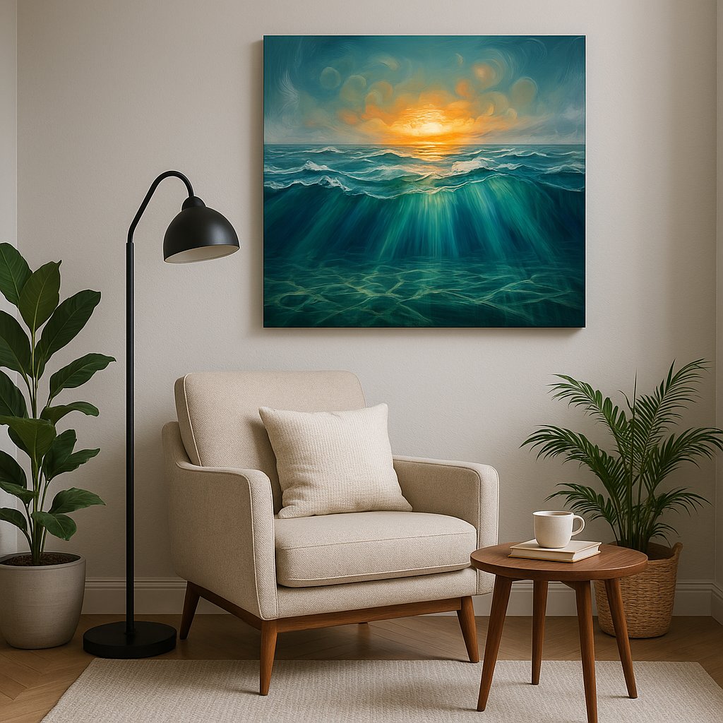 Ember Tide Reverie III - Coastal Wall Art, Ocean Canvas Print, Beach House Decor