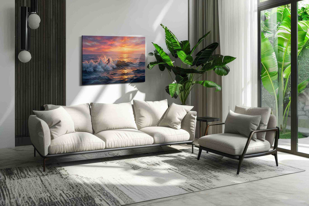 Ember Tide Siren - Coastal Wall Art, Ocean Canvas Print, Beach House Decor