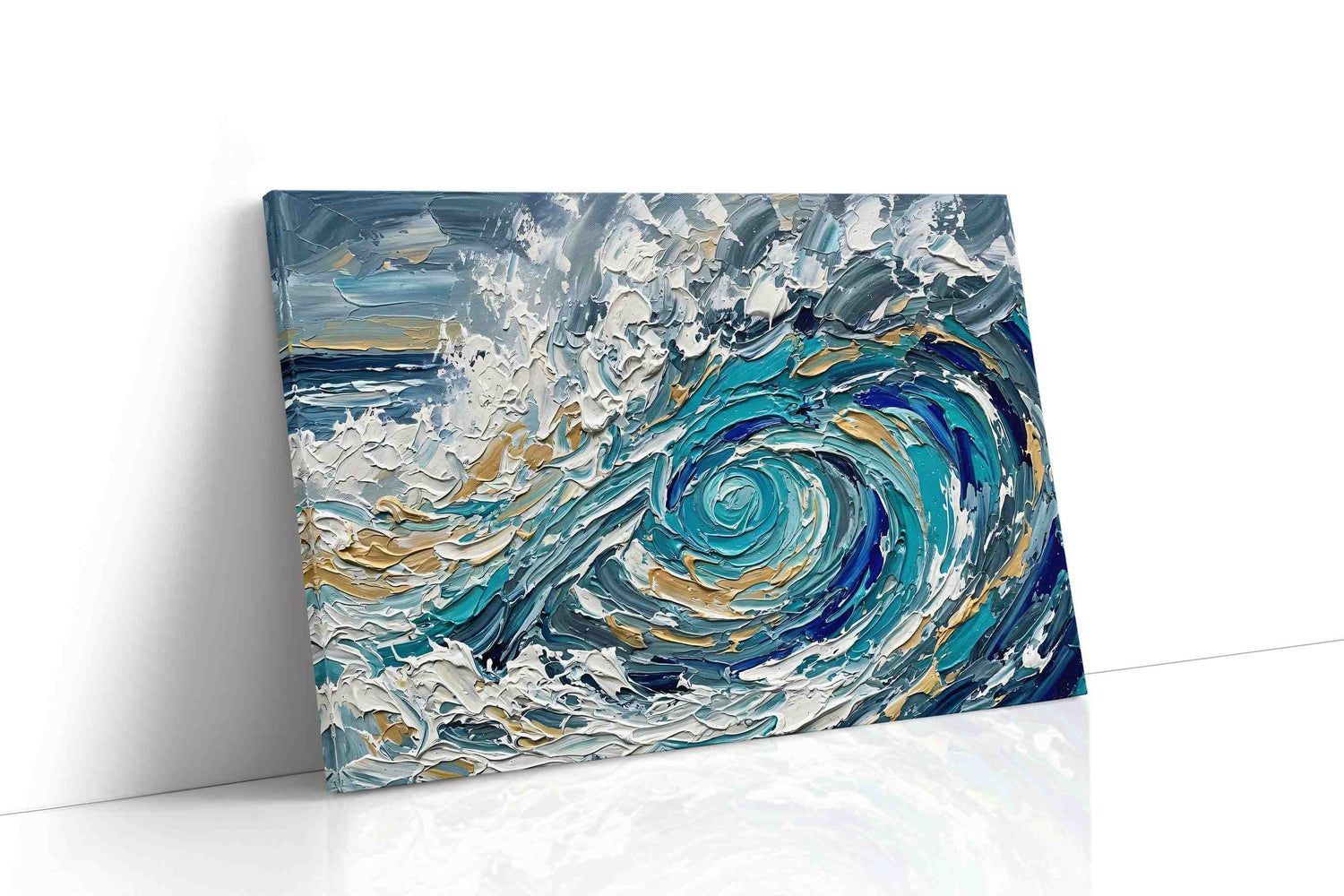 Gilded Tempest Spiral coastal canvas wall art gallery-wrapped landscape canvas studio shot