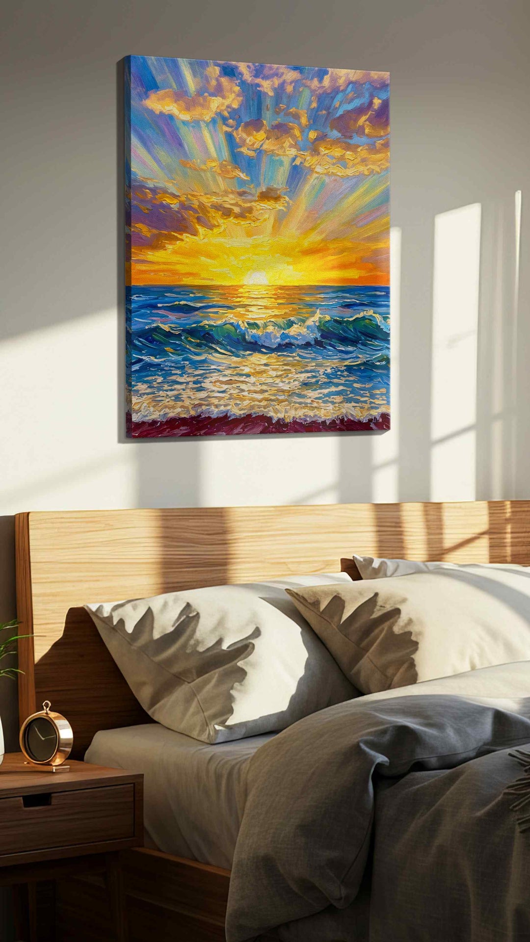 Gilded Tide Ascension - Coastal Wall Art, Ocean Canvas Print, Beach House Decor