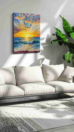 Gilded Tide Ascension coastal canvas wall art in a modern interior mockup