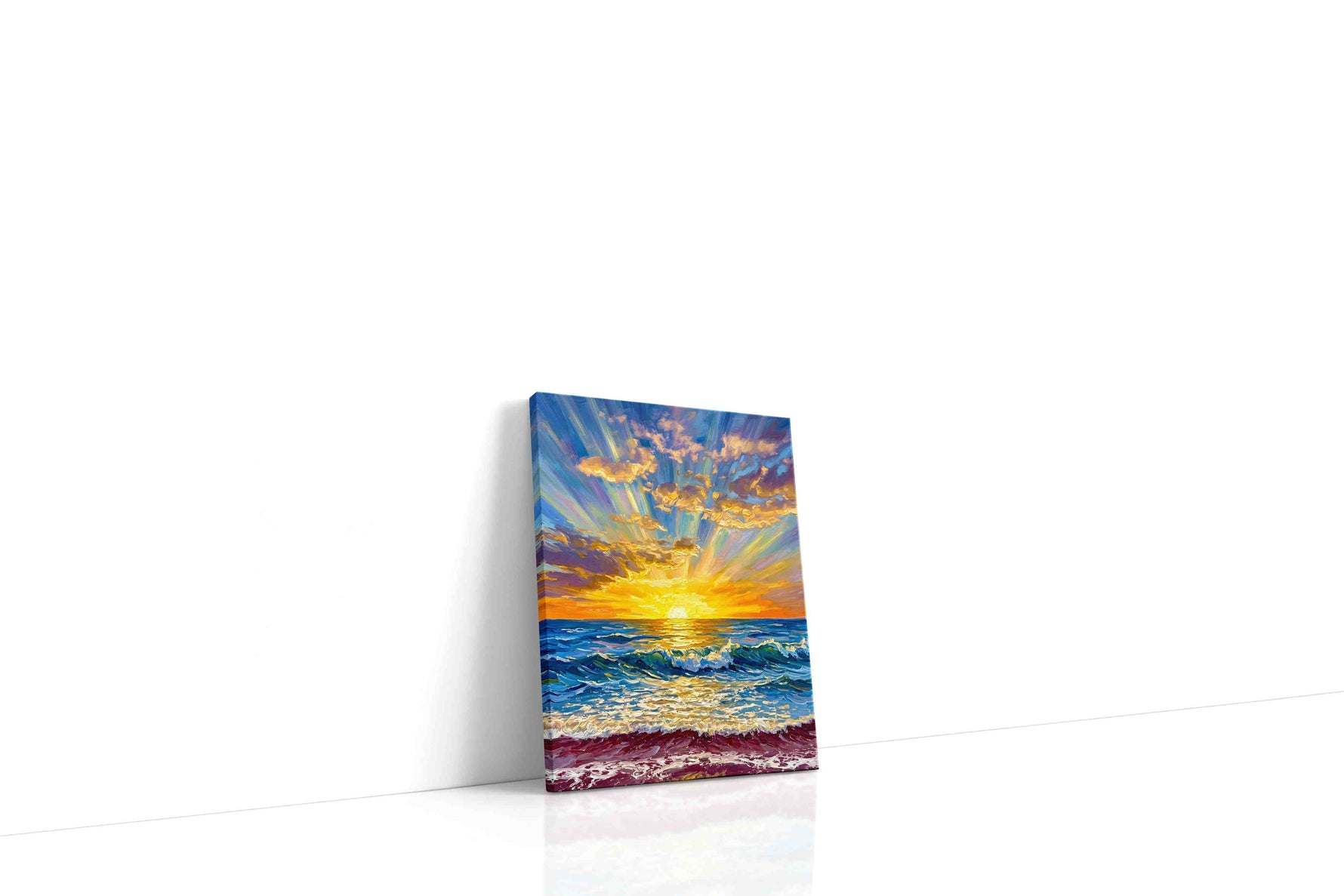 Gilded Tide Ascension coastal canvas wall art displayed above a sofa in a modern living room