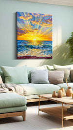 Gilded Tide Ascension coastal canvas wall art shown hanging in a styled interior