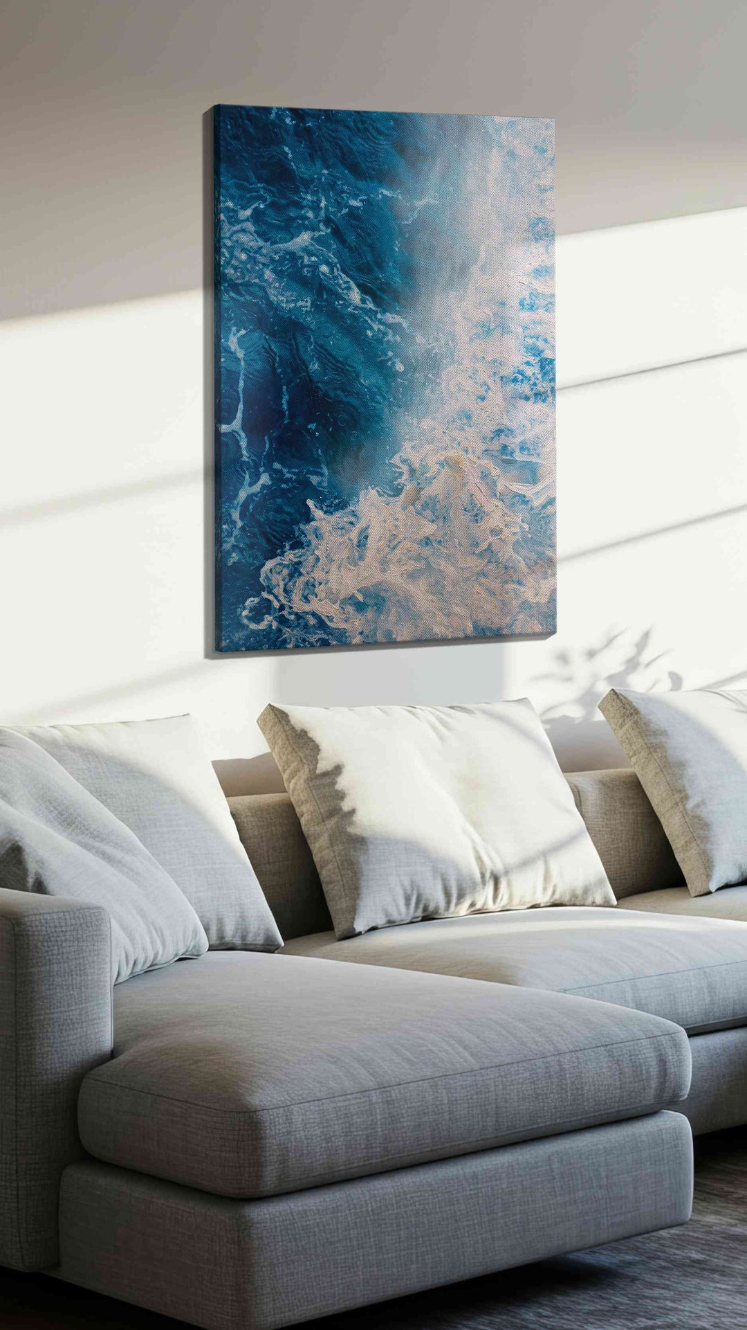 Where Foam Meets Midnight - Coastal Wall Art, Ocean Canvas Print, Beach House Decor