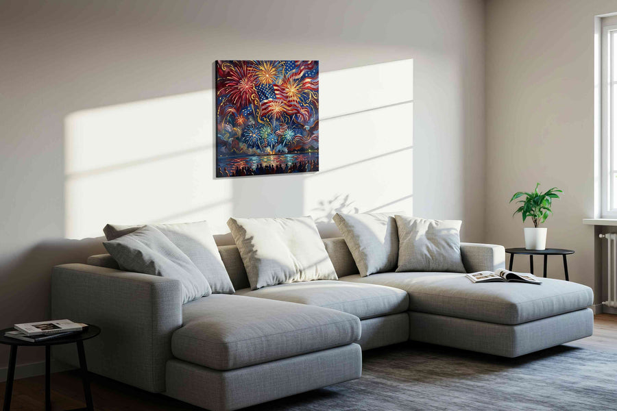 Embers of Liberty Tide - Patriotic Wall Art, American Flag Canvas, USA Decor