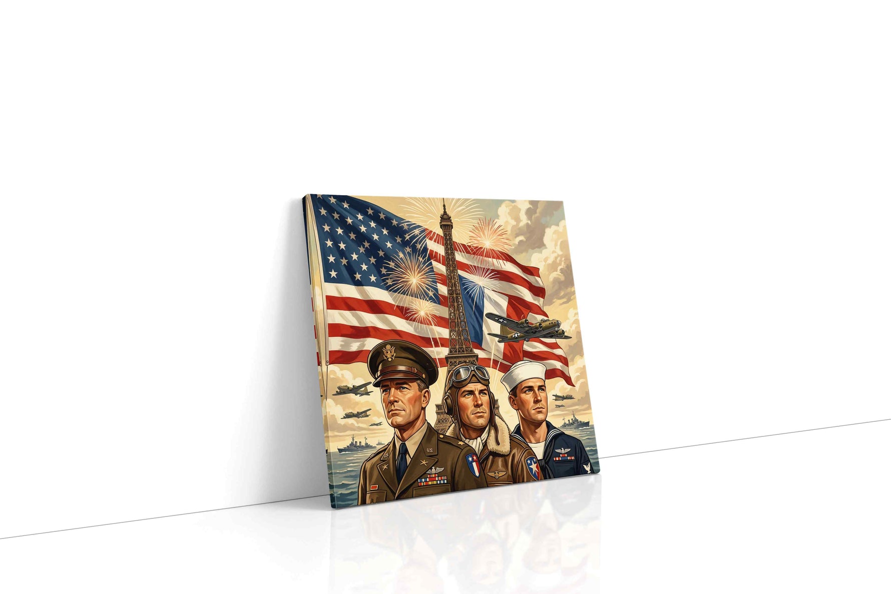 Liberty Over Paris Skies canvas wall art gallery-wrapped square canvas studio shot