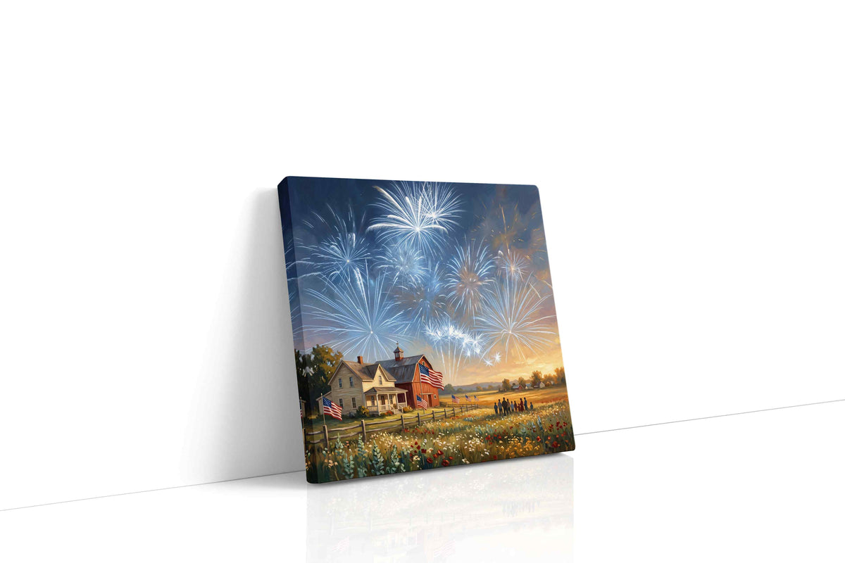 Prairie Sky Jubilee canvas wall art displayed above a sofa in a modern living room
