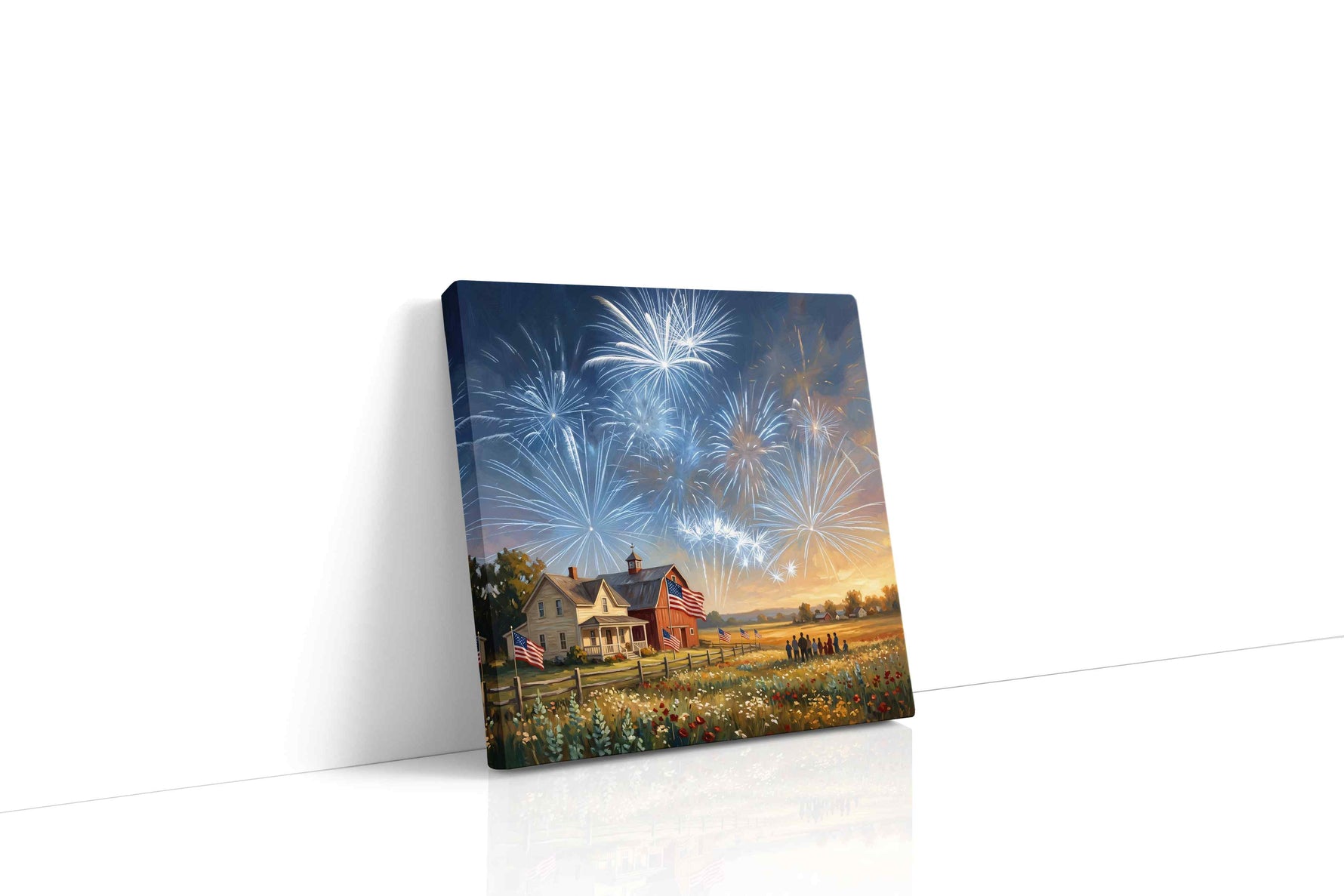 Prairie Sky Jubilee canvas wall art displayed above a sofa in a modern living room