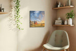 Prairie Sky Jubilee canvas wall art displayed above a bed in a contemporary bedroom
