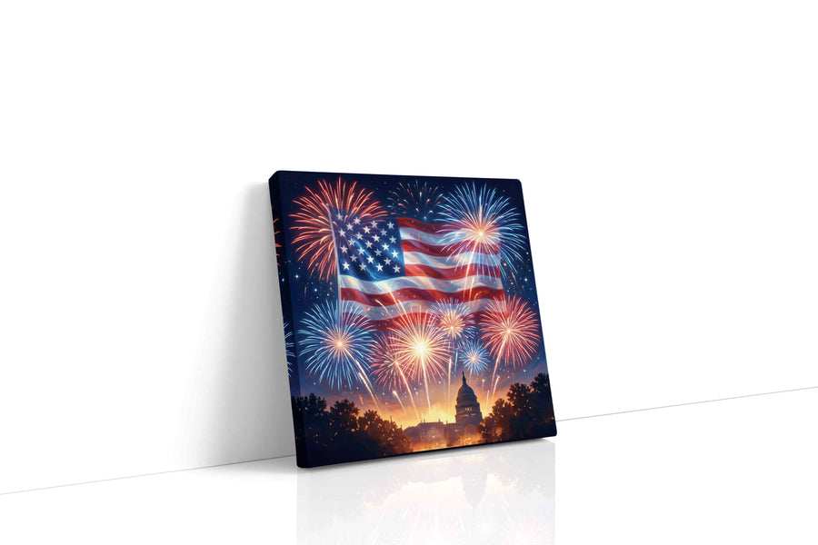 Stars Over Liberty's Dawn canvas wall art gallery-wrapped square canvas studio shot