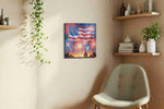 Stars Over Liberty's Dawn canvas wall art styled in a living room