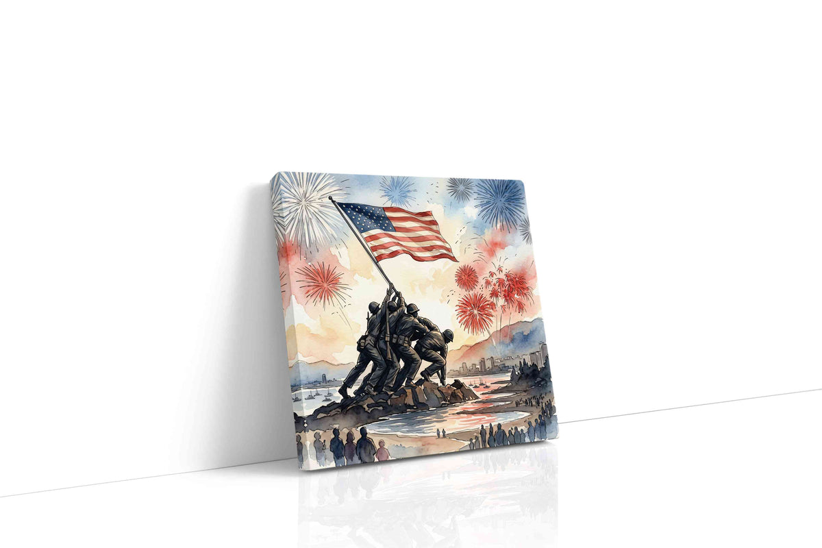 Stars Over Valor Bay canvas wall art displayed above a sofa in a modern living room