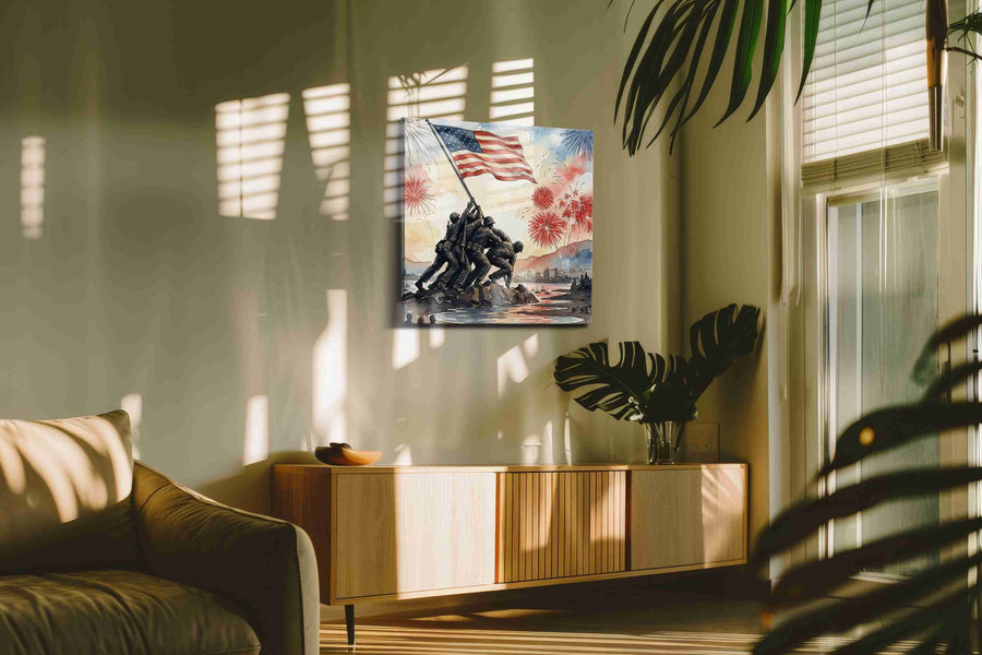 Stars Over Valor Bay canvas wall art in a contemporary interior mockup