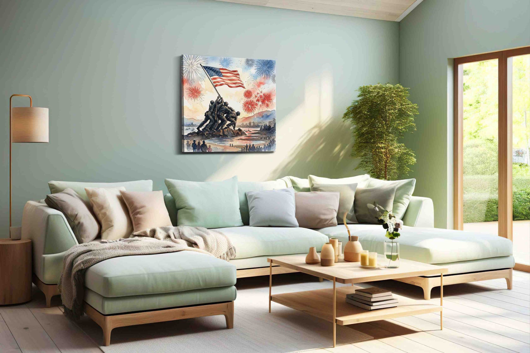 Stars Over Valor Bay - Patriotic Wall Art, American Flag Canvas, USA Decor